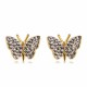 Kolczyki inkrustowane zdobione kryształkami - motyle (złote)